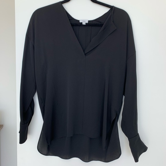 Vince Split Neck Silk Blouse - Picture 3 of 7